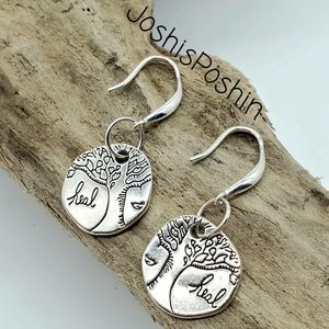 Silver 925 handmade tree/heal earrings